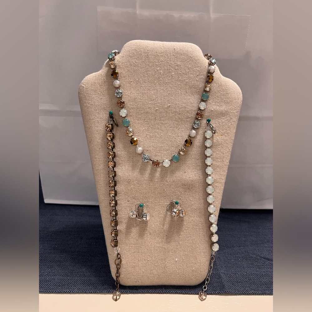Sabika Fashion Jewelry - Opal Fun choker, two bracelets, and two drop earrings